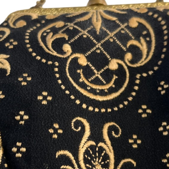 Vintage Embroidered Black and Gold Mini Bag - Picture 7 of 7